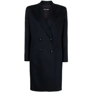 Giorgio Armani, Mantels, Dames, Blauw, L, Double-Breasted Coats
