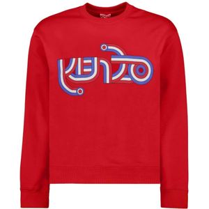 Kenzo, Sweatshirts & Hoodies, Heren, Rood, L, Katoen, Logo Sweatshirt Lange Mouw Ronde Hals
