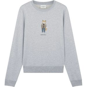 Maison Kitsuné, Sweatshirts & Hoodies, Dames, Grijs, L, Katoen, Katoenen sweatshirt met vosprint