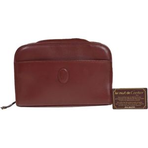Cartier Vintage, Pre-owned, Dames, Rood, ONE Size, Tweed, Pre-owned Leather clutches