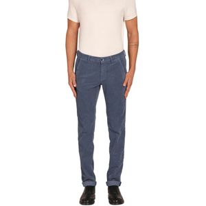 Mason's, Broeken, Heren, Blauw, L, Katoen, Fluweel Gestreepte Slim Fit Chino Broek