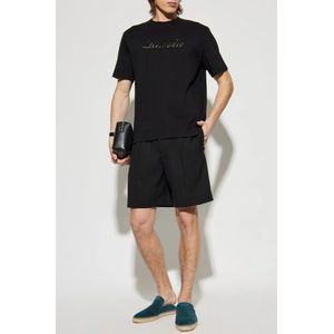 Lanvin, Korte broeken, Heren, Zwart, L, Wol, Wollen shorts