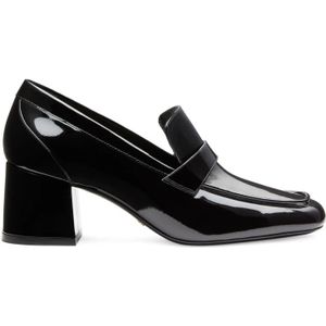 Stuart Weitzman, Schoenen, Dames, Zwart, 40 EU, Leer, Patent Loafer met 60-mm Blokhak