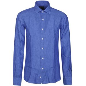 Orian, Overhemden, Heren, Blauw, 4Xl, Linnen, Blauw Slim Fit Overhemd Lange Mouw