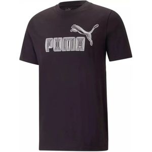 Puma, Tops, Heren, Zwart, 2Xl, Zwart Grafisch N1 Logo Tee