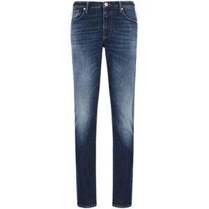 Emporio Armani, Jeans, Heren, Blauw, W32, Denim, Slim Fit Denim Jeans met Sarga