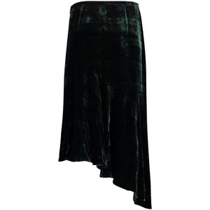 Ralph Lauren, Rokken, Dames, Groen, M, Fluwelen Rok met Tartan Motief