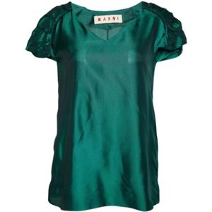 Marni Pre-owned, Pre-owned, Dames, Groen, M, Satijn, Pre-owned Satin tops