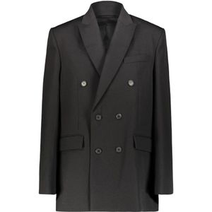 Wardrobe.nyc, Oversized Dubbelrij Blazer voor Heren Zwart, Dames, Maat:XS