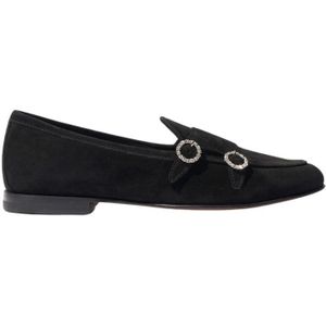 Scarosso, Schoenen, Heren, Zwart, 38 1/2 EU, Leer, Zwarte Strass Loafer