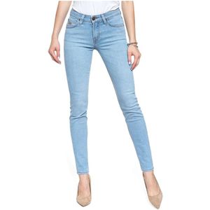 Lee, Blauwe Skinny Jeans met Hoge Taille en Opgezet Logo Blauw, Dames, Maat:W27 L31