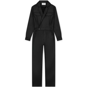 Homage, Jumpsuits & Playsuits, Dames, Zwart, L, Zwarte flowy coated jumpsuit met cross over stijl