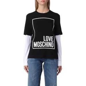 Love Moschino, Tops, Dames, Zwart, L, Katoen, Zwarte Katoenen Tops T-Shirt