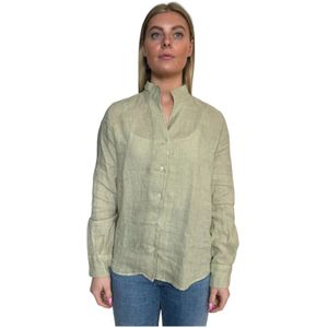 Bagutta, Blouses & Shirts, Dames, Groen, XL, Linnen, Groene Linnen Overhemd