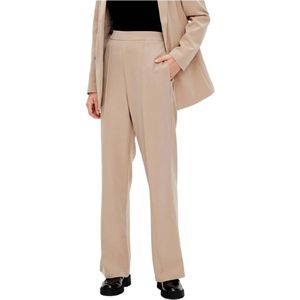 Pieces, Broeken, Dames, Beige, S, Bossy HW Wide Long pants