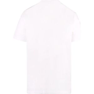 Versace, Tops, Heren, Wit, S, Katoen, Barok Logo Geborduurd Katoenen T-Shirt