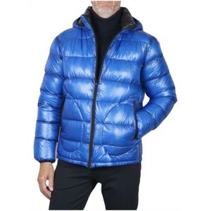 Herno, Jassen, Heren, Blauw, L, Omkeerbare Ultralichte Donsjas - Maat 54, Blauw/Zwart