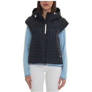 Woolrich, Gewatteerde Hooded Vest met Ritszakken Blauw, Dames, Maat:L