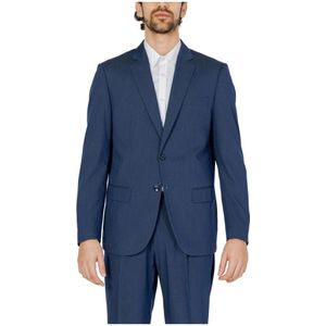 Antony Morato, Jassen, Heren, Blauw, 2Xl, Polyester, Blauwe Geknoopte Blazer Lente/Zomer Mannen