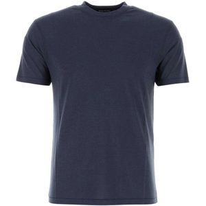 Tom Ford, Air-force blauwe lyocell blend t-shirt Blauw, Heren, Maat:S