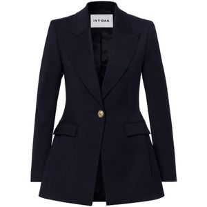 IVY Oak, Op maat gemaakte Jolanka Blazer met Gouden Knoopdetails Blauw, Dames, Maat:XS