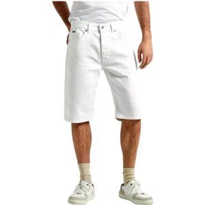 Pepe Jeans, Korte broeken, Heren, Wit, W32, Denim, Witte Denim Bermuda Shorts