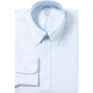 Brooks Brothers, Overhemden, Heren, Blauw, 2Xl, Katoen, Lichtblauw Regular Fit Non-Iron Stretch Katoenen Overhemd met Button-Down Kraag