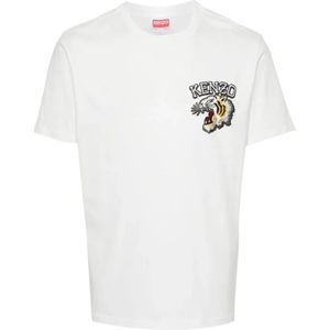 Kenzo, Tops, Heren, Wit, S, Katoen, Jungle Varsity Katoenen T-shirt