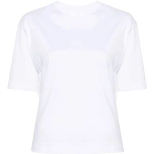 Calvin Klein, Organische Jersey Achterdetail T-shirt Wit, Dames, Maat:S