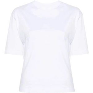 Calvin Klein, Tops, Dames, Wit, S, Katoen, Organische Jersey Achterdetail T-shirt