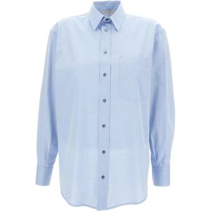 Antonelli Firenze, Blouses & Shirts, Dames, Blauw, XS, Katoen, Blauwe Aspic Katoenen Overhemd