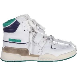 Isabel Marant Pre-owned, Witte leren high-top sneakers met groene details Wit, Dames, Maat:40 EU