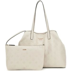 Guess, Tassen, Dames, Beige, ONE Size, PU Leren Tote en Clutch Vikky II