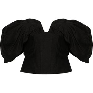 Cult Gaia, Zwarte Corset Stijl Off-Shoulder Top Zwart, Dames, Maat:S