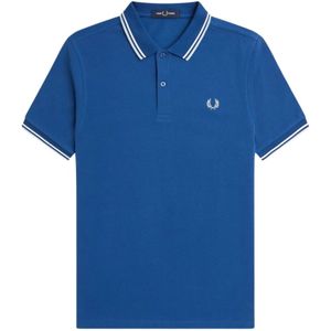 Fred Perry, Tops, Heren, Blauw, S, Blauw Dubbele Streep Polo Shirt