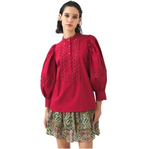 Antik Batik, Blouses & Shirts, Dames, Rood, M, Katoen, Katoenen popeline openwerken blouse