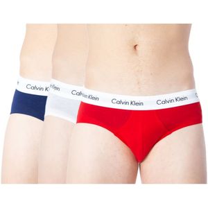 Calvin Klein, Ondergoed, Heren, Rood, L, Katoen, Heren 3-Pack Lage Taille Hip Briefs