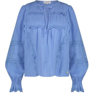 Fabienne Chapot, Blouses & Shirts, Dames, Blauw, M, Blauwe Lucia Top met geborduurde details