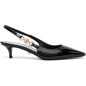 Versace, Schoenen, Dames, Zwart, 36 1/2 EU, Leer, Zwarte Pumps voor Vrouwen