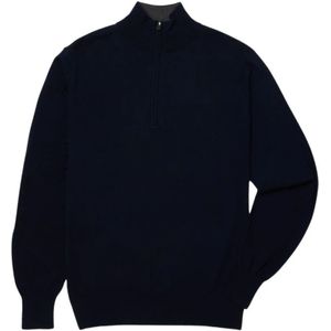 Brooks Brothers, Truien, Heren, Blauw, M, Wol, Merino Wool Zipped Polo Shirt