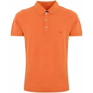 Fay, Bicolor Polo Shirt met Dubbele Kraag Oranje, Heren, Maat:M