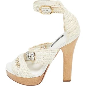 Dolce & Gabbana Pre-owned, Pre-owned Lace sandals Wit, Dames, Maat:37 EU