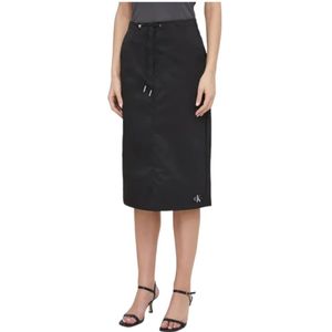 Calvin Klein, Moderne Midi Rok Zwart, Dames, Maat:XS