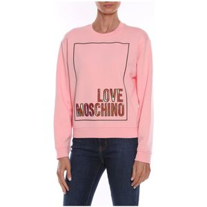 Love Moschino, T-Shirt Jurk met Grafische Print en Logo Roze, Dames, Maat:S