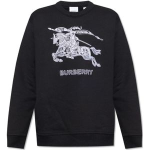 Burberry, Sweatshirts & Hoodies, Heren, Zwart, S, Katoen, Sweatshirt with logo