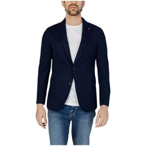 Mulish, Jassen, Heren, Blauw, 2Xl, Polyester, Blauwe Geknoopte Blazer