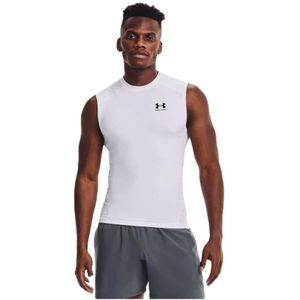 Under Armour, Tops, Heren, Wit, S, Compressie Mouwloze Basislaag