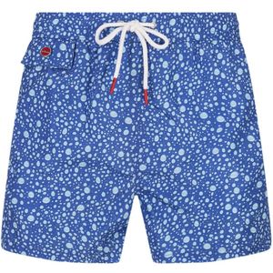 Kiton, Blauwe Zwembroek met Waterdruppel Patroon Blauw, Heren, Maat:L