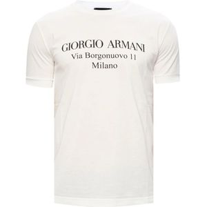 Giorgio Armani, Tops, Heren, Wit, L, Katoen, Logo T-shirt
