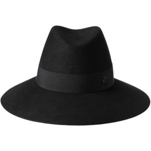 Maison Michel, Accessoires, Heren, Zwart, M, Wol, Waterdichte hoed met brede rand van wol